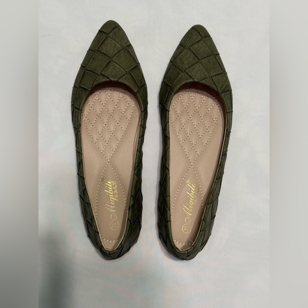 Olive Green Woven Flats